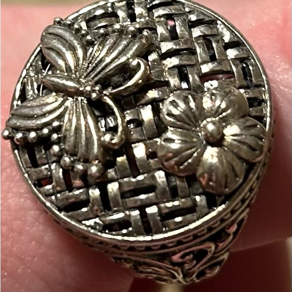 925 vintage BALI LEGACY Sterling Silver Floral Band Ring size 8